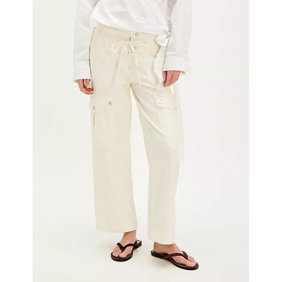 Free People We The Free Park Ave Pants High Rise Cargo Utility Cotton L 281959